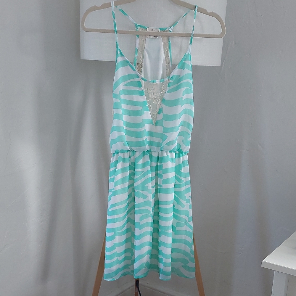 Pins and Needles Mint Green and White Dress
